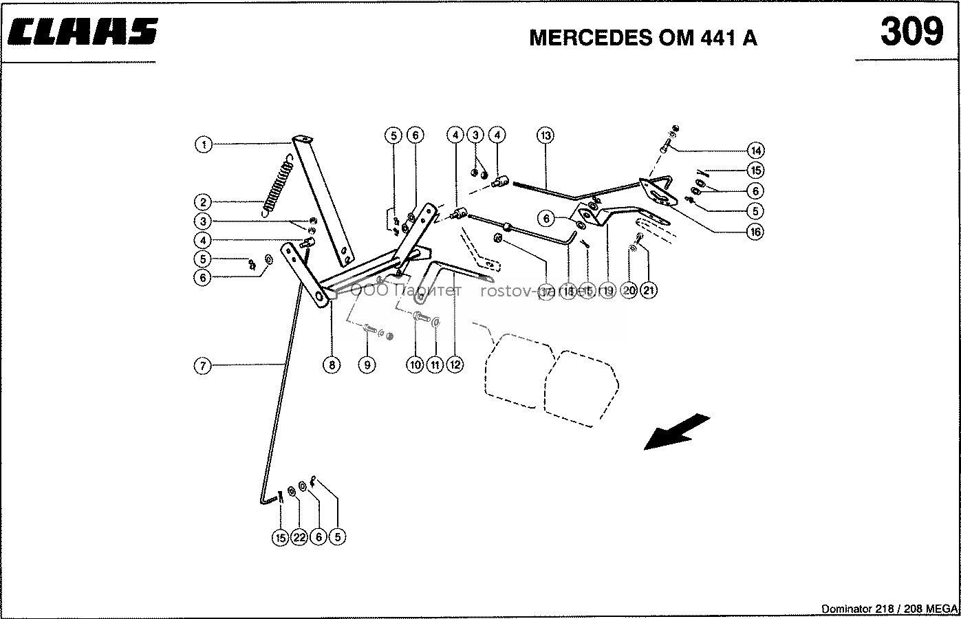 MERCEDES OM 441 A; РЕГУЛИРОВАНИЕ - CLAAS MEGA 218 / 208
